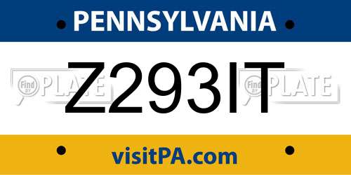 Z293IT Pennsylvania License Plate