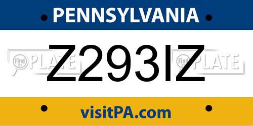 Z293IZ Pennsylvania License Plate