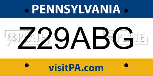 Z29ABG Pennsylvania License Plate