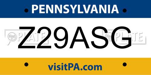 Z29ASG Pennsylvania License Plate