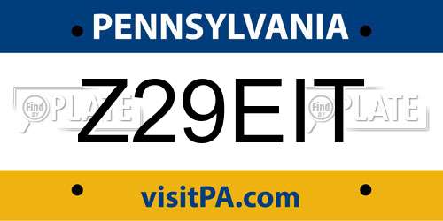 Z29EIT Pennsylvania License Plate