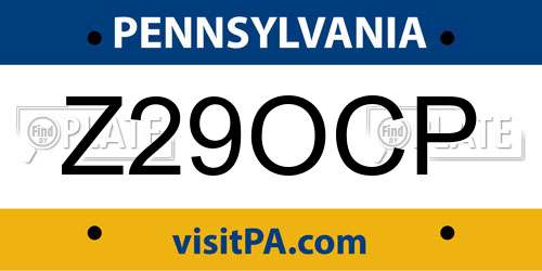 Z29OCP Pennsylvania License Plate