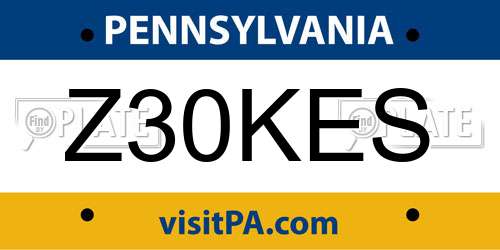 Z30KES Pennsylvania License Plate