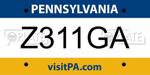 Z311GA Pennsylvania License Plate