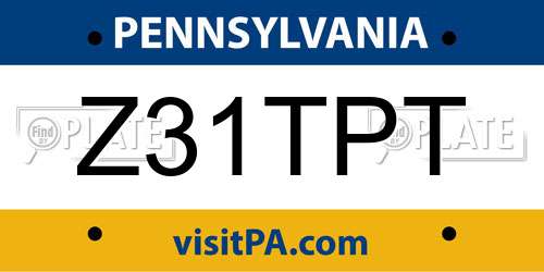 Z31TPT Pennsylvania License Plate
