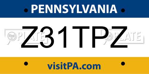 Z31TPZ Pennsylvania License Plate