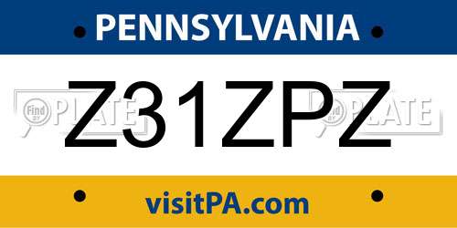 Z31ZPZ Pennsylvania License Plate