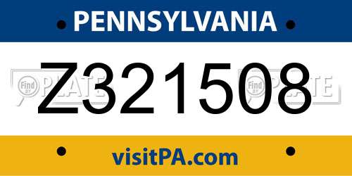 Z321508 Pennsylvania License Plate