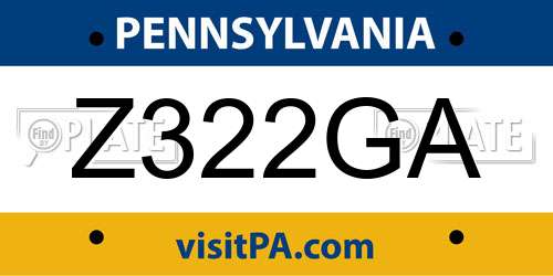 Z322GA Pennsylvania License Plate