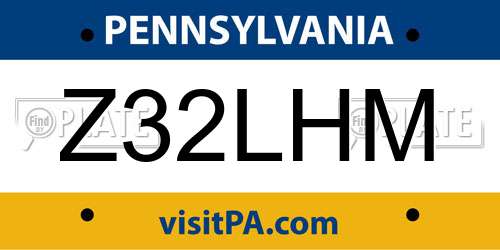 Z32LHM Pennsylvania License Plate