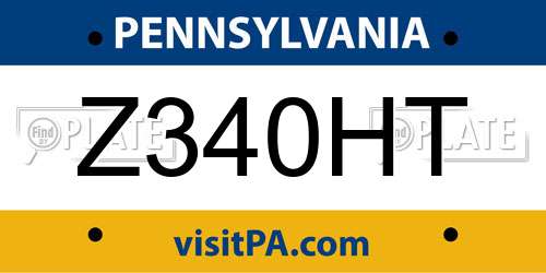 Z340HT Pennsylvania License Plate