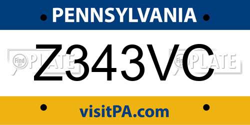 Z343VC Pennsylvania License Plate