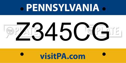 Z345CG Pennsylvania License Plate
