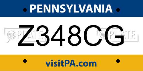 Z348CG Pennsylvania License Plate