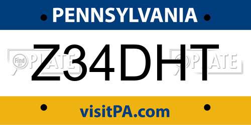Z34DHT Pennsylvania License Plate