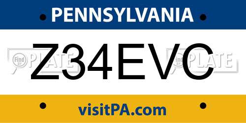 Z34EVC Pennsylvania License Plate