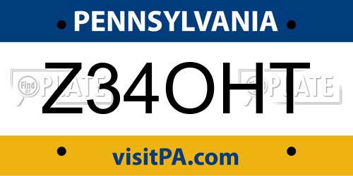 Z34OHT Pennsylvania License Plate