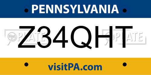 Z34QHT Pennsylvania License Plate