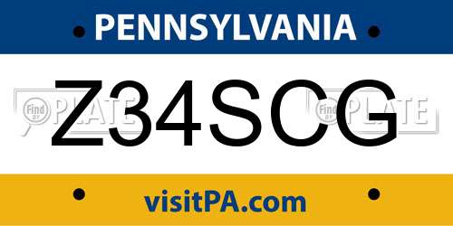 Z34SCG Pennsylvania License Plate