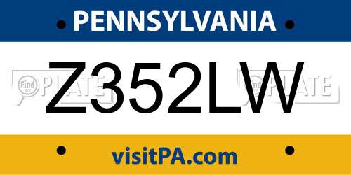 Z352LW Pennsylvania License Plate
