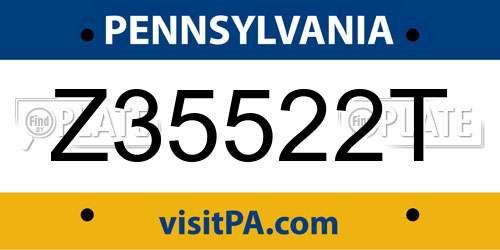 Z35522T Pennsylvania License Plate