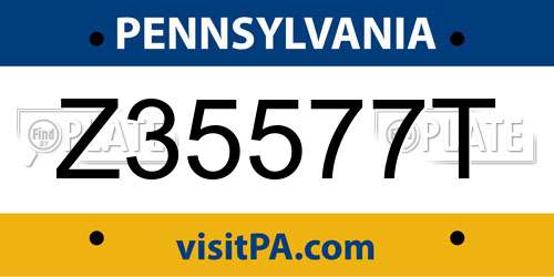 Z35577T Pennsylvania License Plate