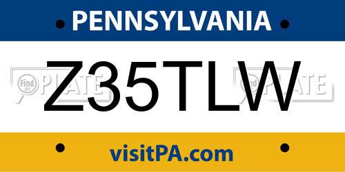 Z35TLW Pennsylvania License Plate