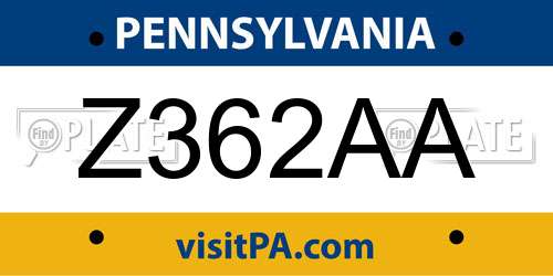 Z362AA Pennsylvania License Plate