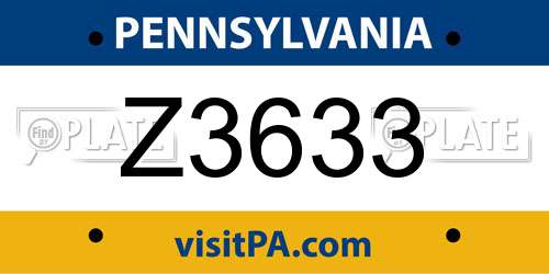 Z3633 Pennsylvania License Plate