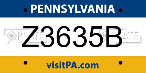 Z3635B Pennsylvania License Plate