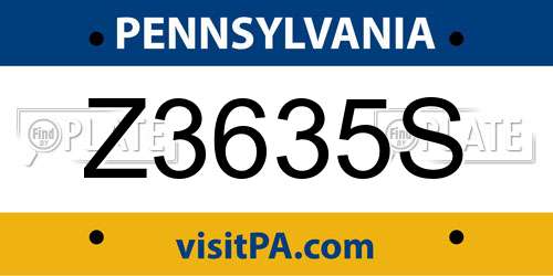 Z3635S Pennsylvania License Plate