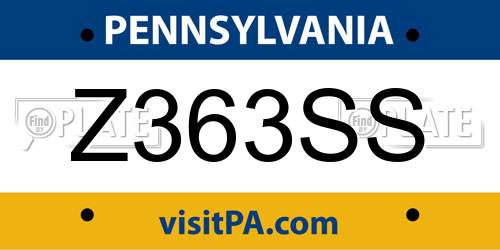 Z363SS Pennsylvania License Plate