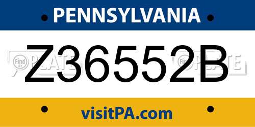 Z36552B Pennsylvania License Plate