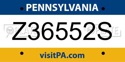 Z36552S Pennsylvania License Plate