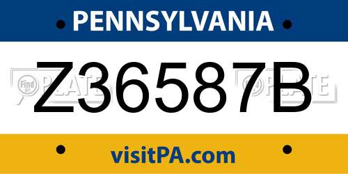 Z36587B Pennsylvania License Plate