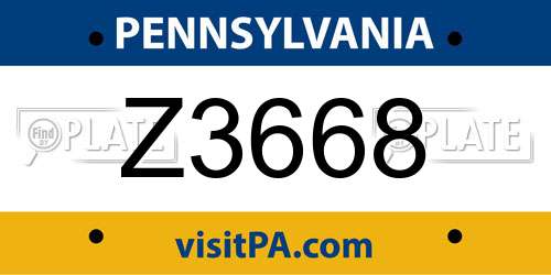 Z3668 Pennsylvania License Plate