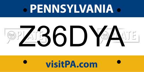 Z36DYA Pennsylvania License Plate