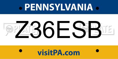 Z36ESB Pennsylvania License Plate