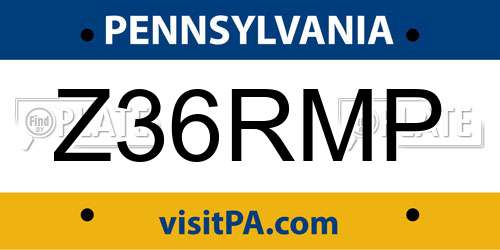 Z36RMP Pennsylvania License Plate