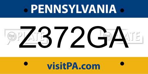 Z372GA Pennsylvania License Plate