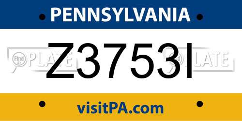 Z3753I Pennsylvania License Plate
