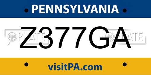 Z377GA Pennsylvania License Plate
