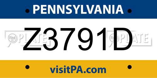 Z3791D Pennsylvania License Plate
