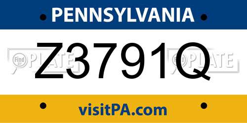 Z3791Q Pennsylvania License Plate