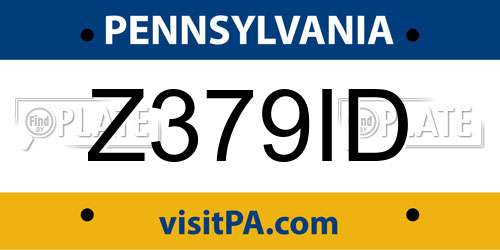 Z379ID Pennsylvania License Plate