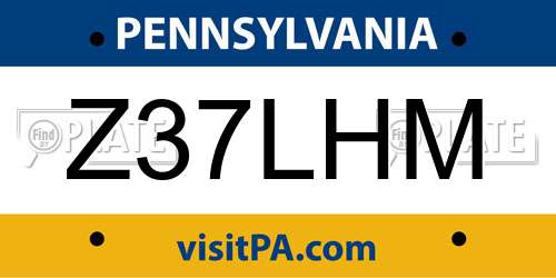 Z37LHM Pennsylvania License Plate