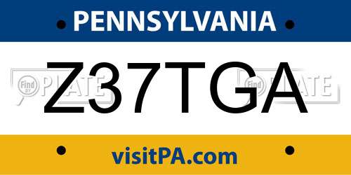 Z37TGA Pennsylvania License Plate