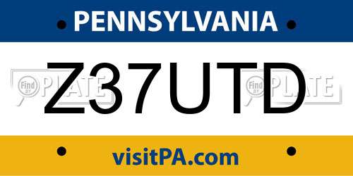 Z37UTD Pennsylvania License Plate