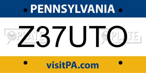 Z37UTO Pennsylvania License Plate