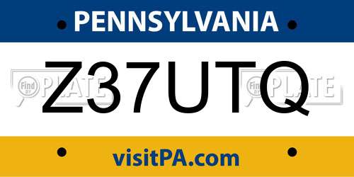Z37UTQ Pennsylvania License Plate